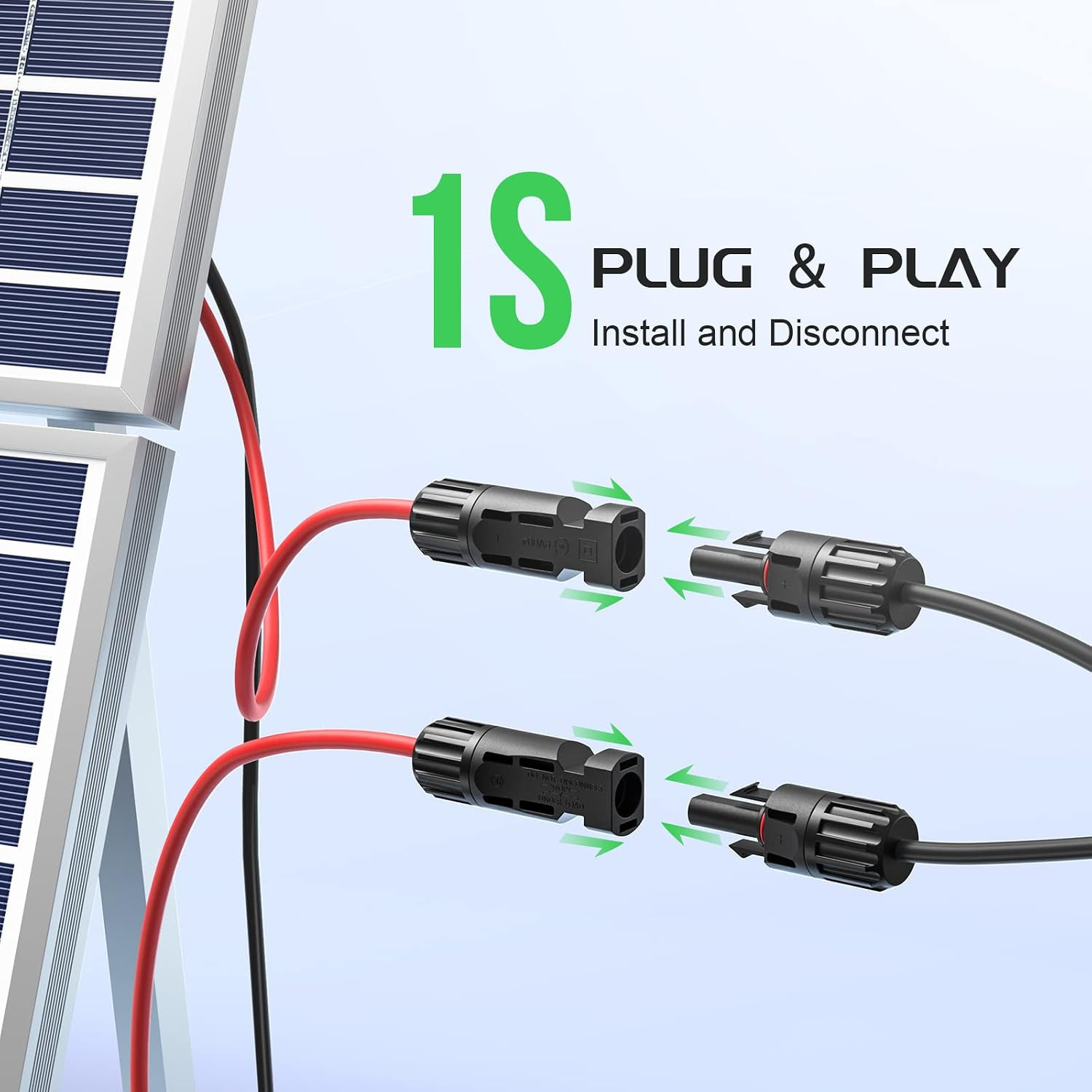 Solar Connectors 30A Y-Branch Cable, Solar Cable Parallel Adaptor in Pair with 2