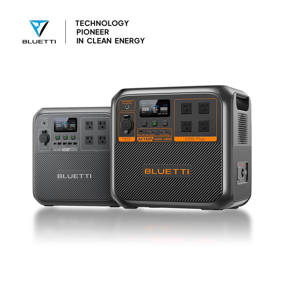 BLUETTI AC180/AC180P 1800W 1152Wh/1440Wh Portable Power Station for Road Trip