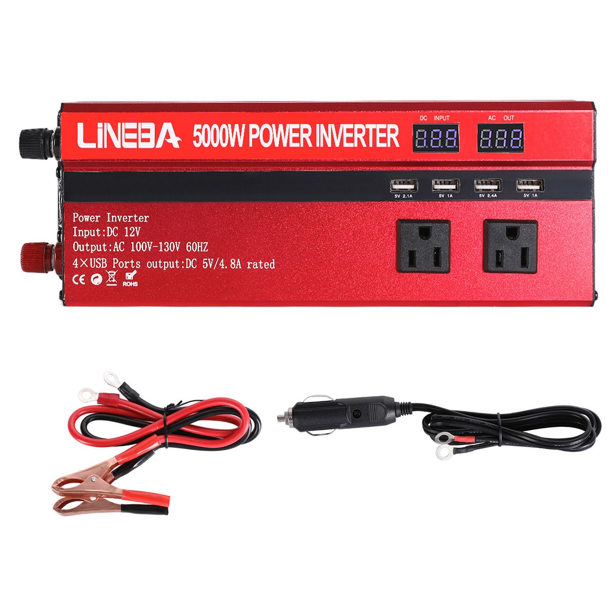 6000W /5000W Power Inverter With 200W Solar Panel Kit & 100A 12V Battery Charger