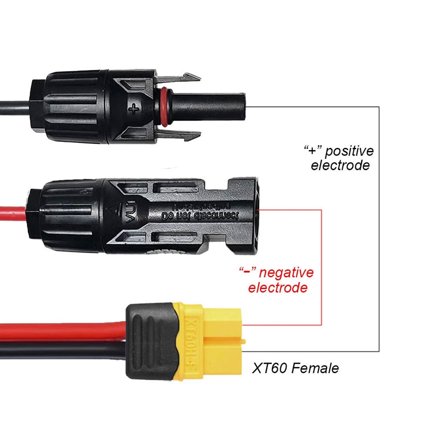 10ft 12AWG Solar Panel Extension Cable Wire XT60 Female to Solar Connectors