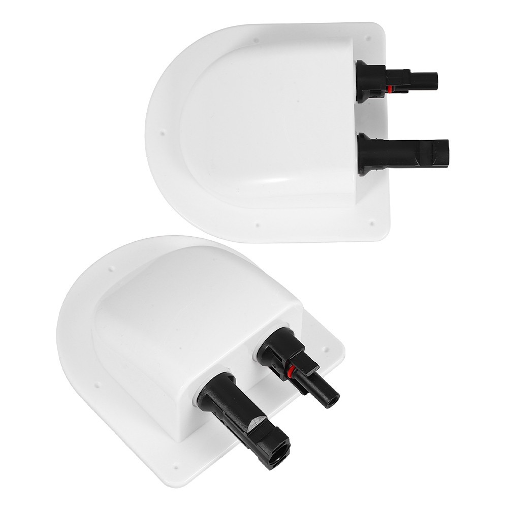 2Pcs Dual Wire Entry Gland Solar Panel Junction Box ABS Plastic White