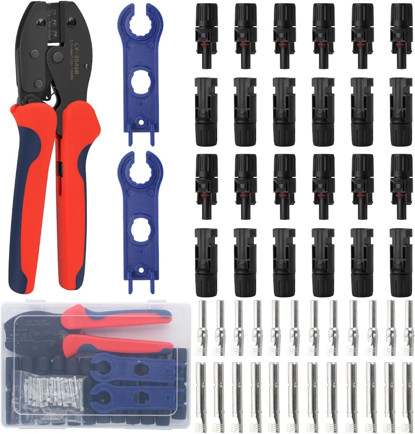 Solar Crimping Tool Kit for 2.5/4/6mm²/10-14AWG, with 12 Pairs Male Female So…