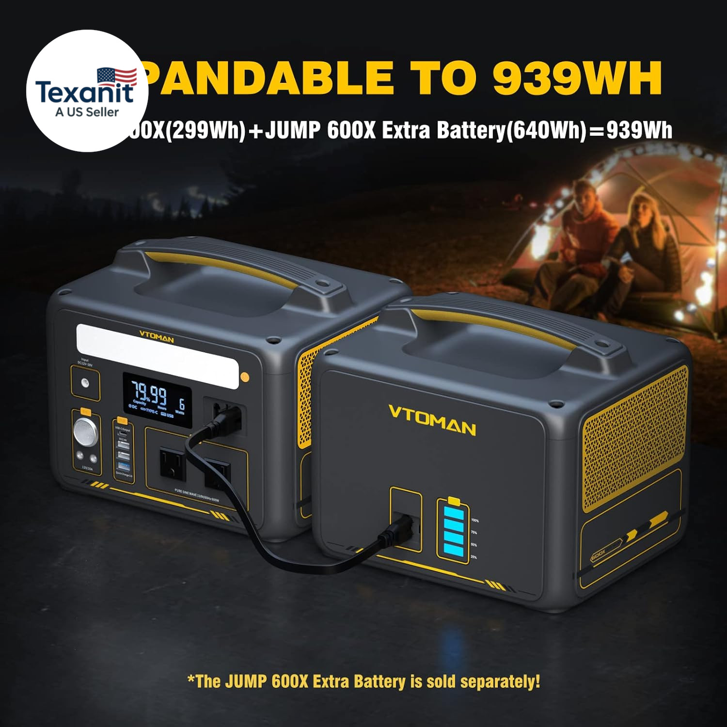 Jump 600X Portable Power Station 600W, 299Wh Solar Generator Lifepo4 Battery Pow