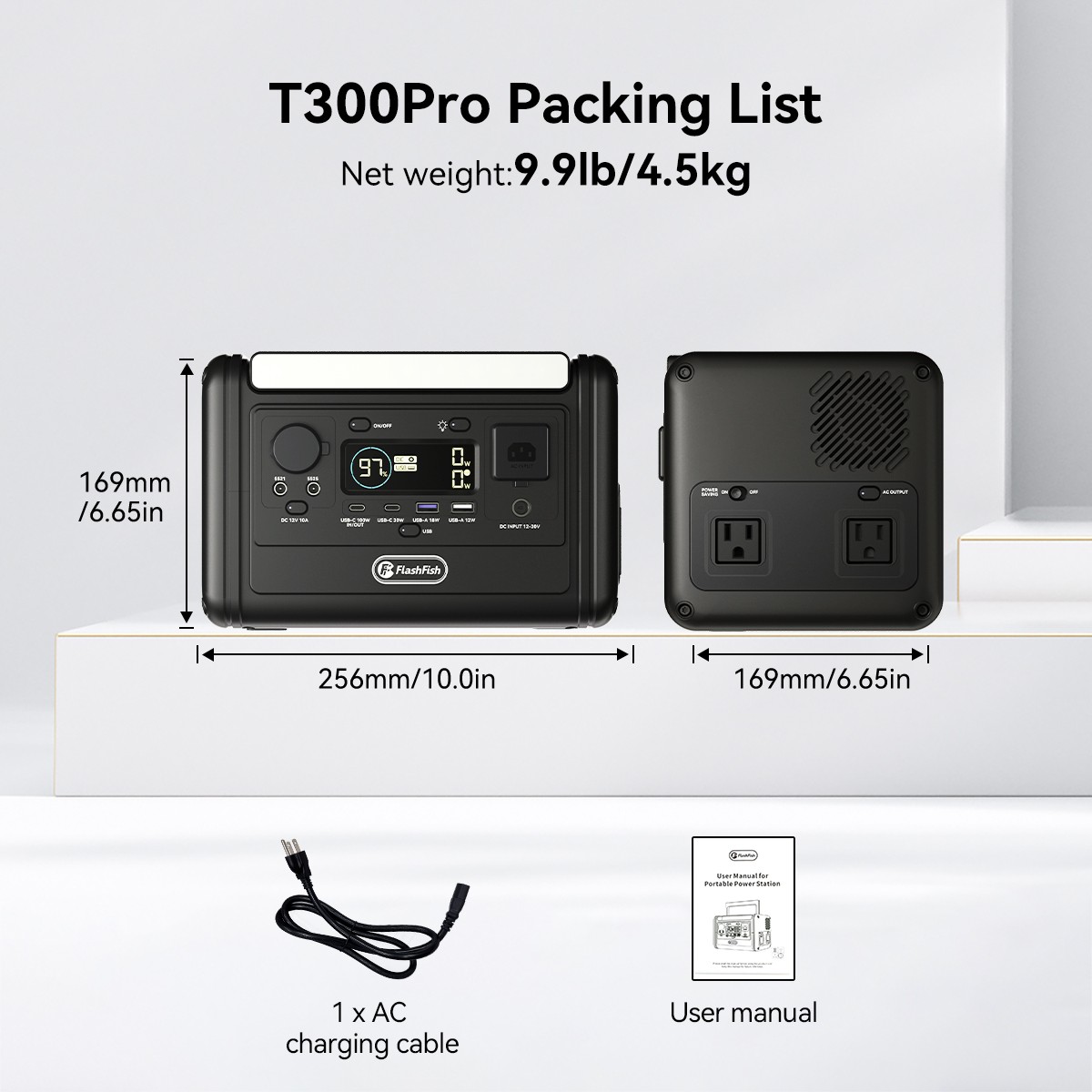 Flashfish T300PRO Portable Power Station 300W 230Wh Solar Generator 110V Lifepo4