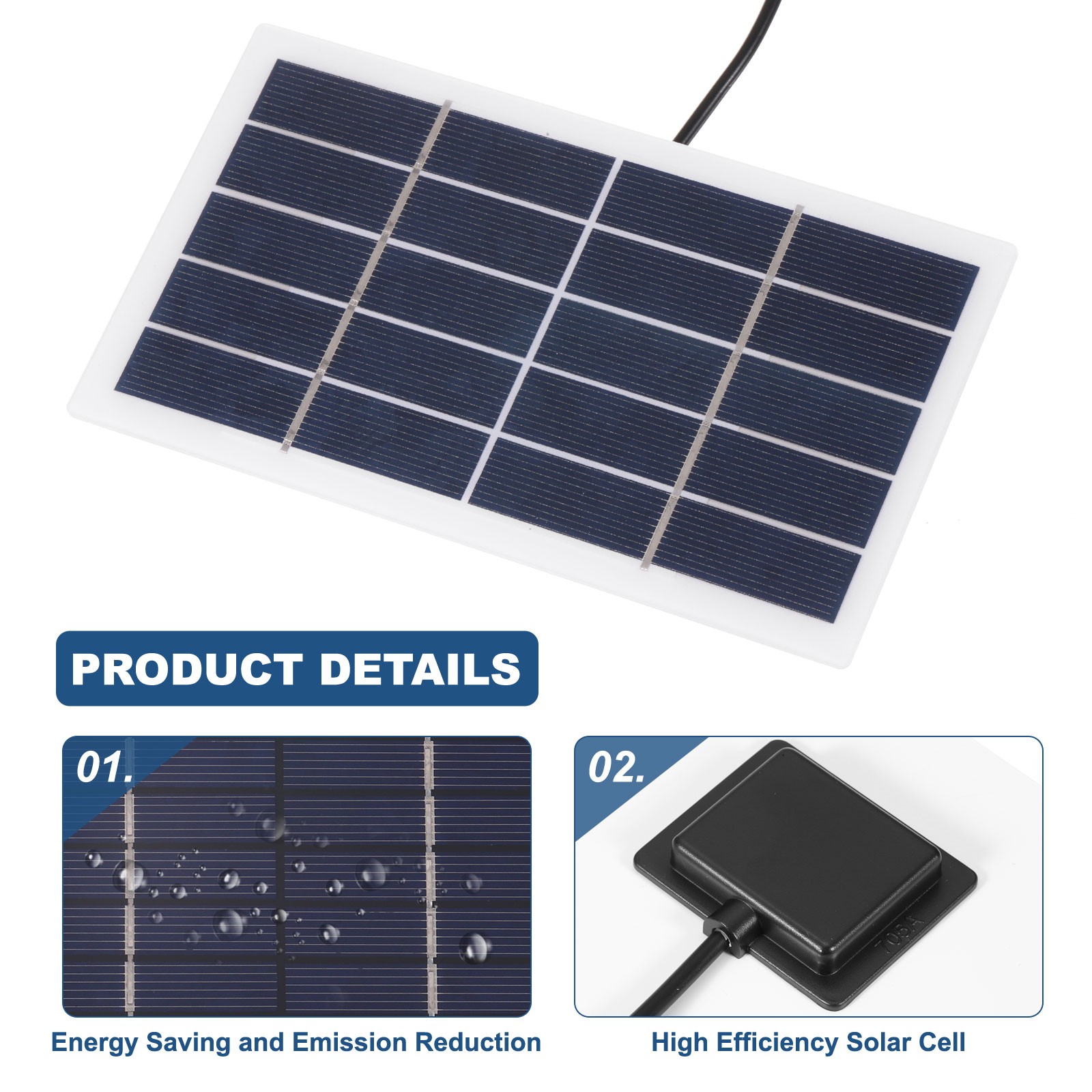 5V 2W 0.4A Mini Solar Panels 3.2m Wire DC Connector Polycrystalline Solar Cell