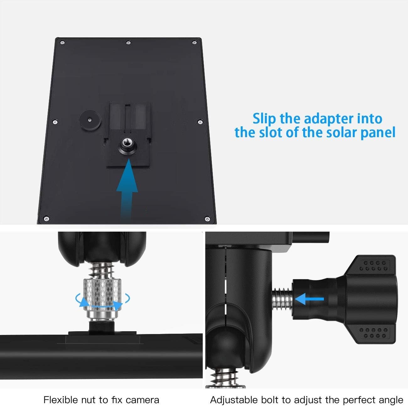 Versatile Gutter Mount for Ring and Other Solar Panels – Adjustable Black Design