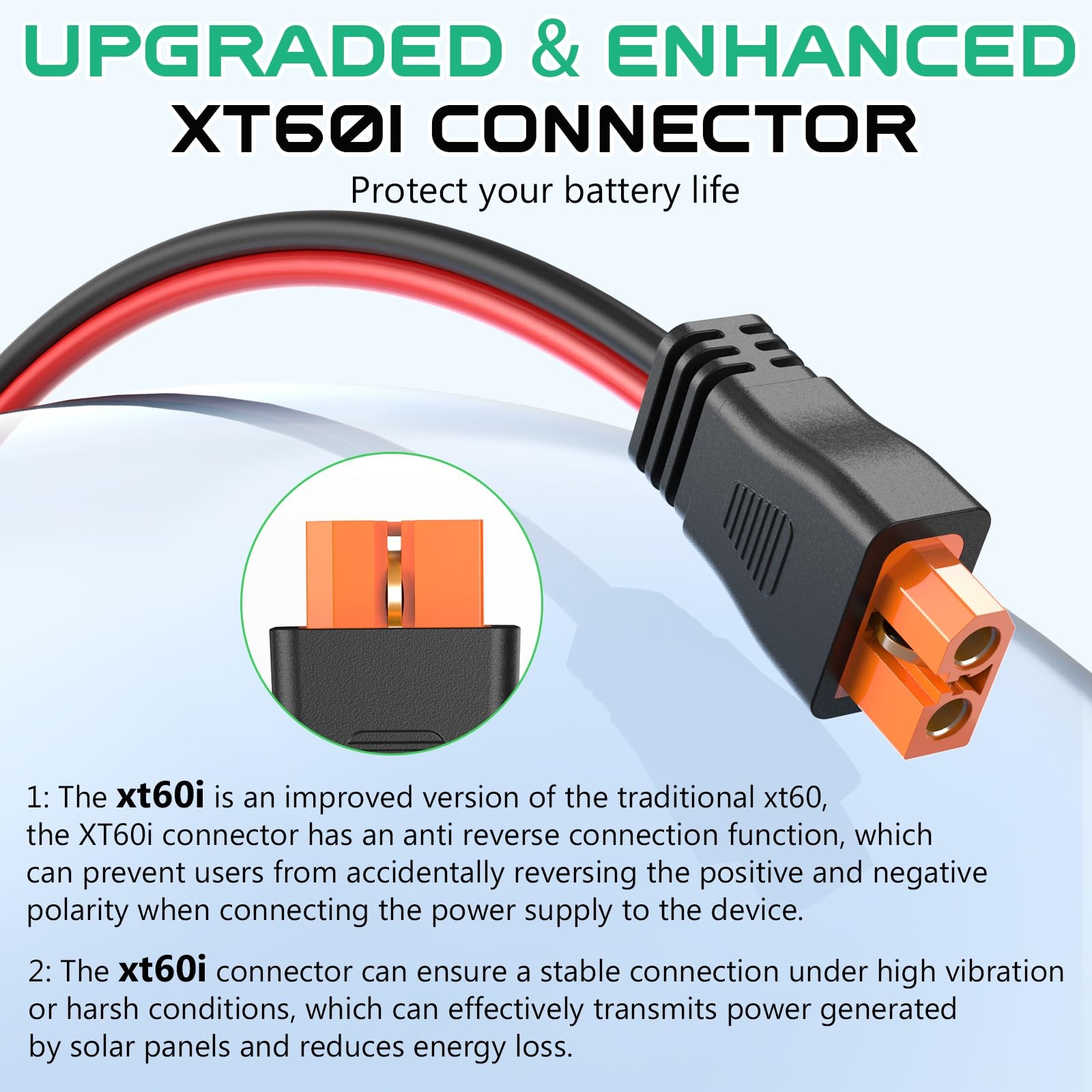 12AWG XT60i Solar Cable 3FT, Solar to XT60i Cable 10 15 20 25 30 40 50FT, Sol…