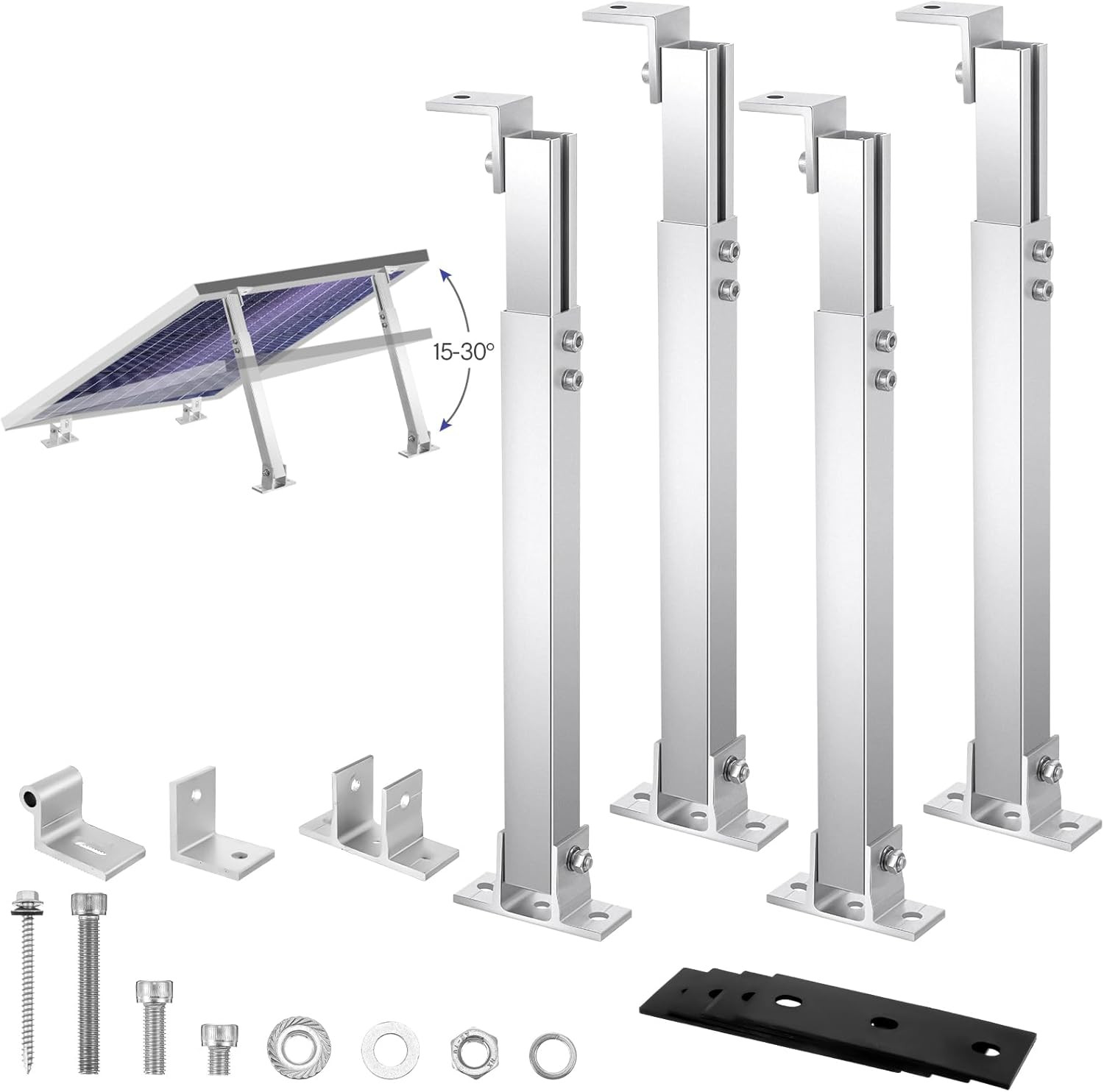 4 Pcs Solar Panel Stand Mounting Kit, Adjustable 15-30° Solar Plate Stand Tilt M