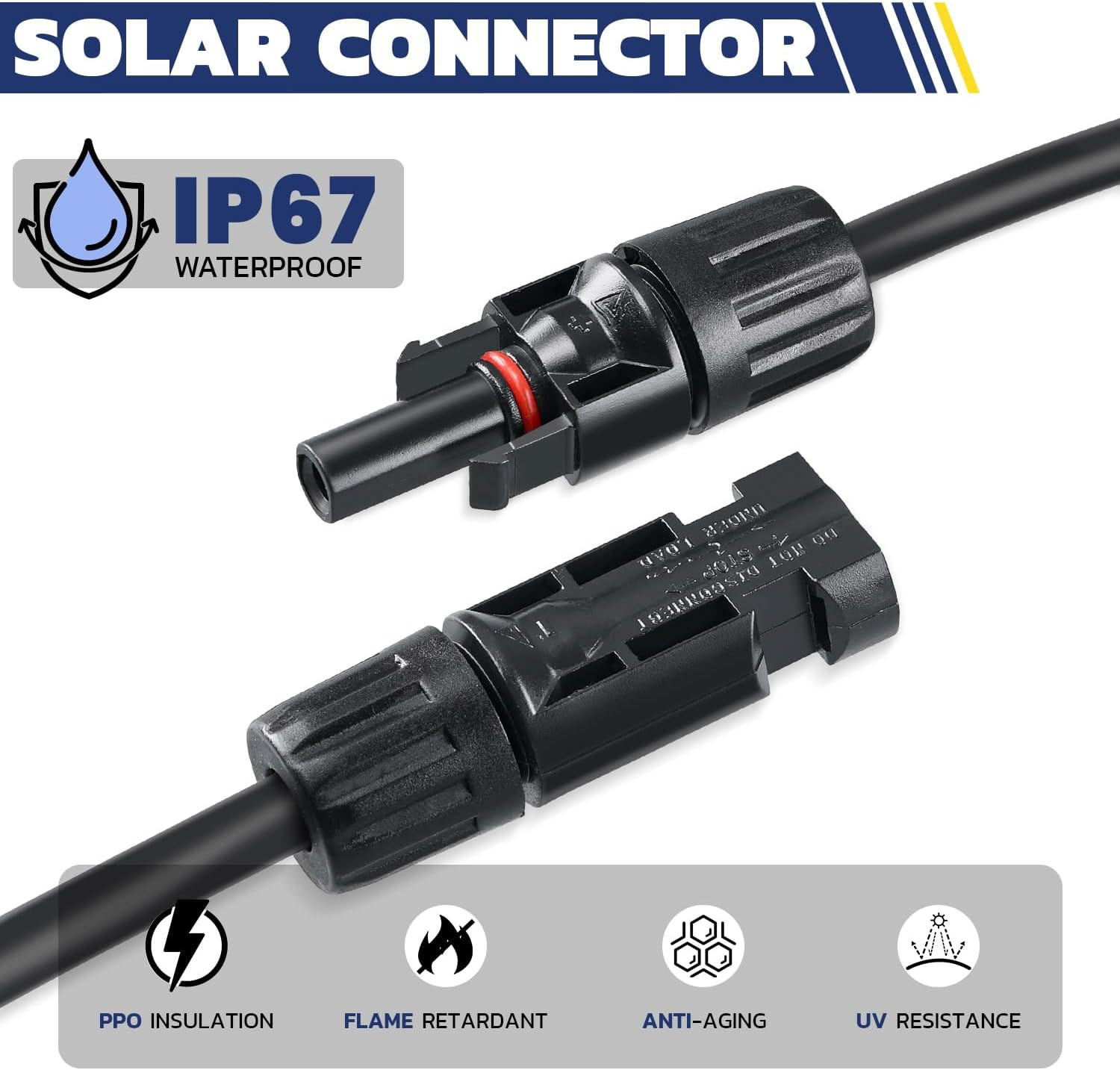 25PCS Solar Crimping Tool Kit, 20 Pairs MC4 Connectors AWG14-10(2.5/4/6mm²) with