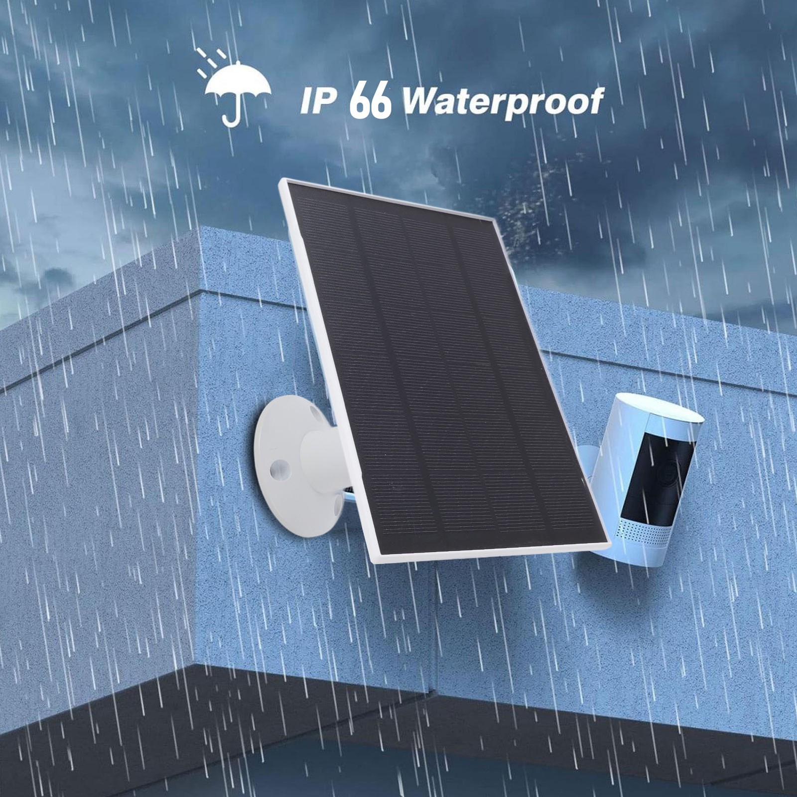 White Solar Panel For Bird Feeder Camera Waterproof Charger For Outdoor Use