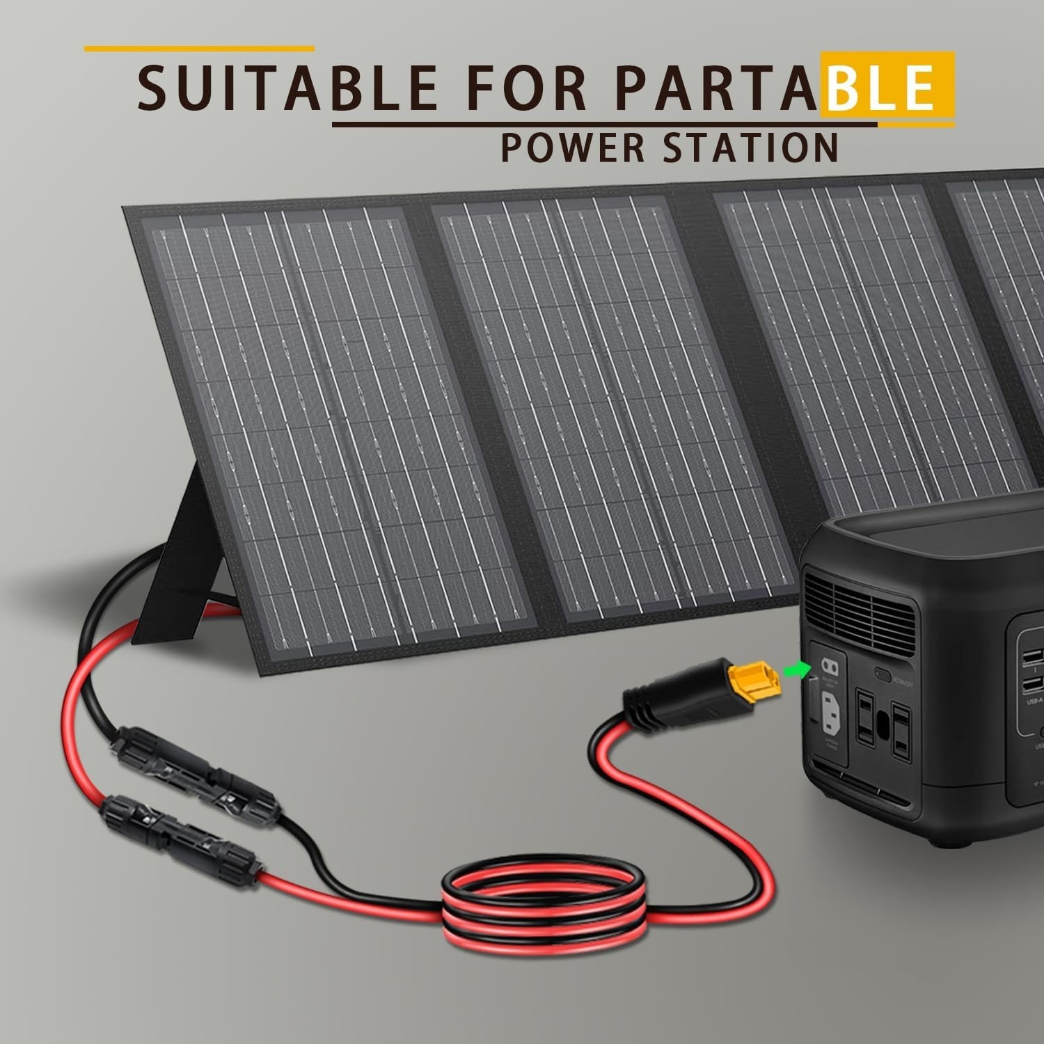 10ft Solar Panel Cable for Ecoflow Anker SOLIX 12AWG for MC-4 to XT60