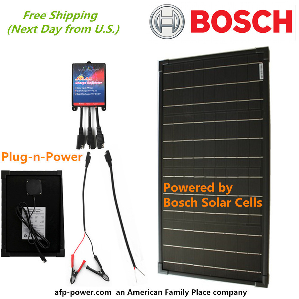 Bosch Plug-n-Power Kit 30W 30 Watt Mono Solar Panel Charger 12v Battery RV Boat