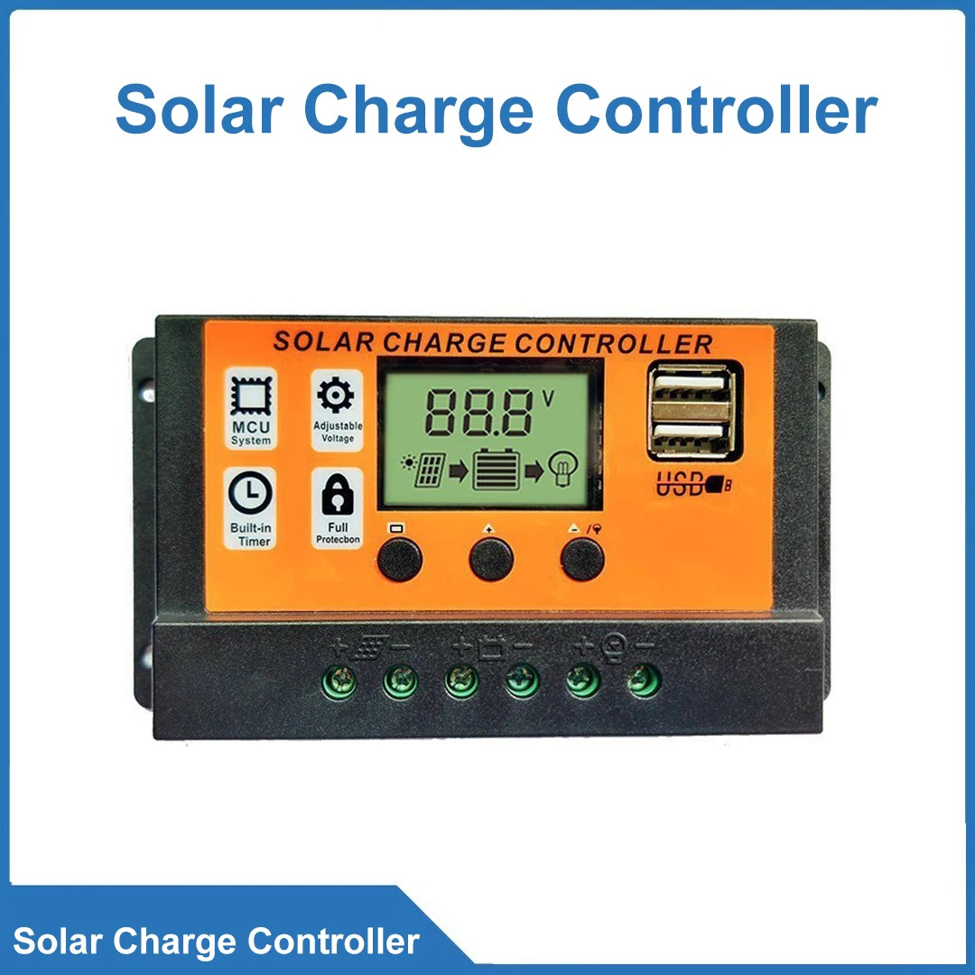 100A Orange Solar Controller 12V 24V Photovoltaic Power Generation Simple Solar