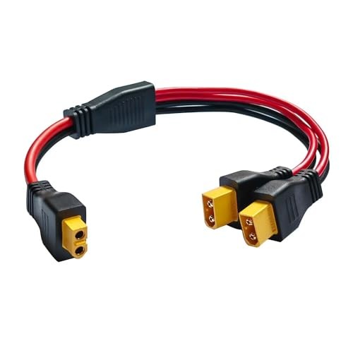 10AWG XT60 Y Splitter Cable, XT60 Female to Dual Male Connector Adapter for