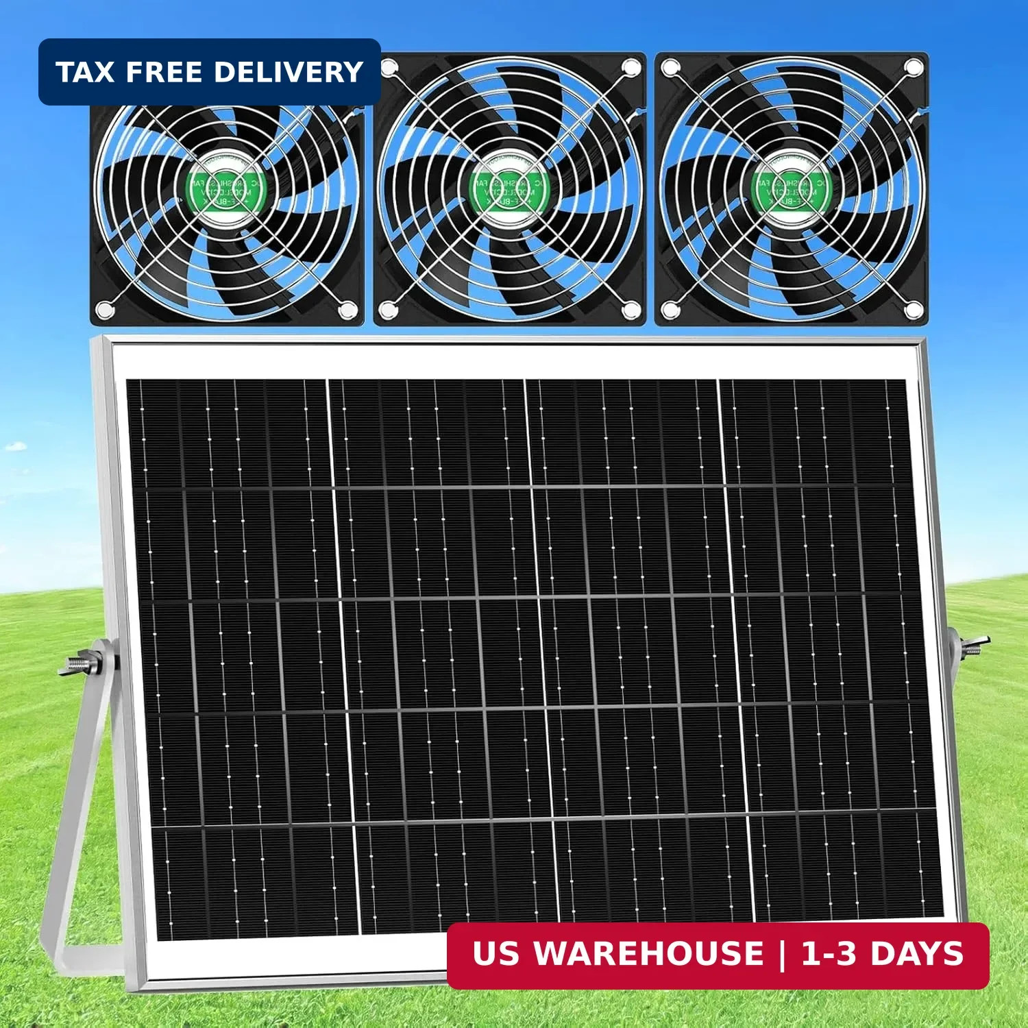 Solar Chicken Coop Fan 3 Kit, 25W Solar Powered Greenhouse Fan Outdoor Waterproo