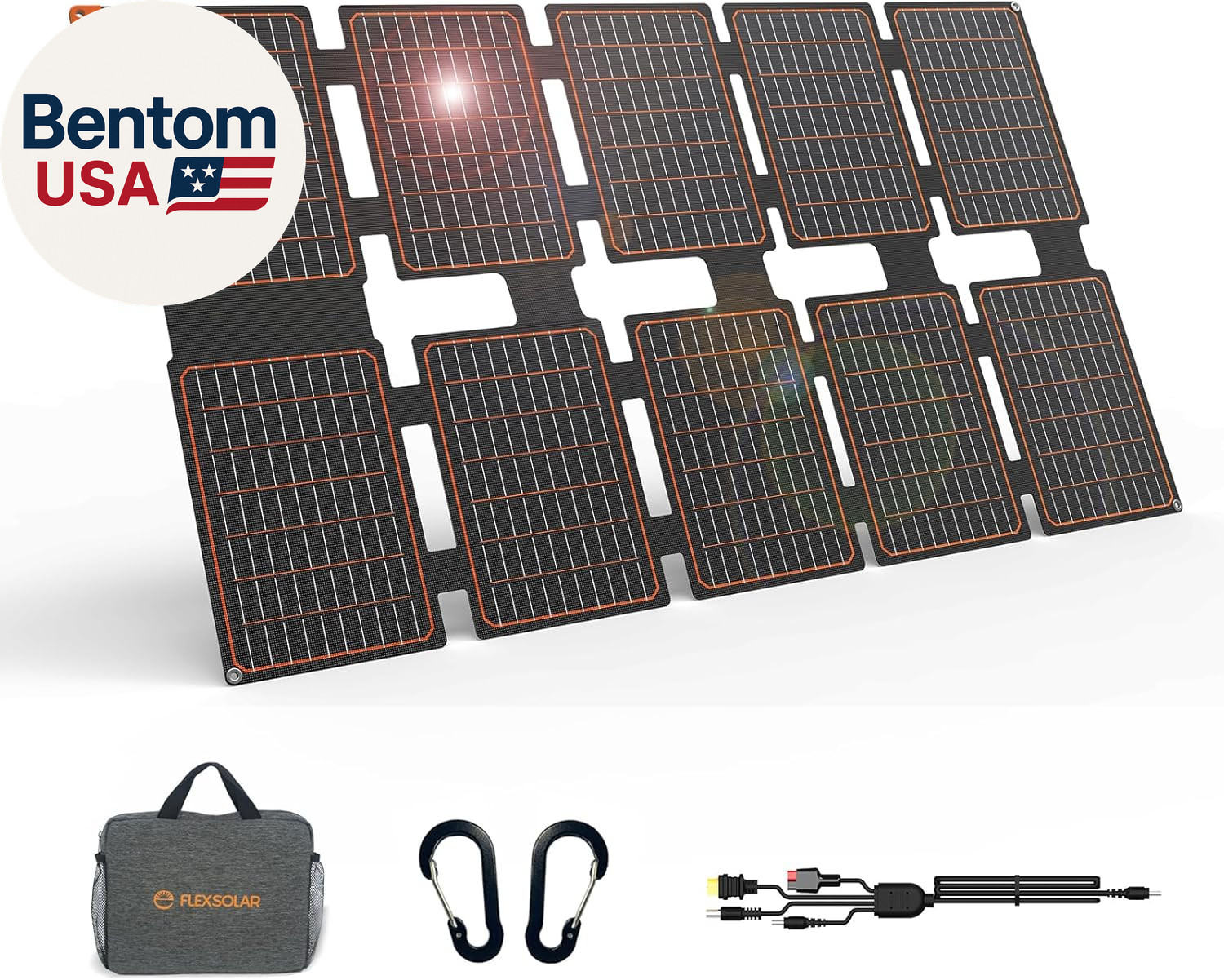 100W Portable Solar Panels Chargers with PD3.0 USB-C,QC3.0 USB-A and DC Outputs
