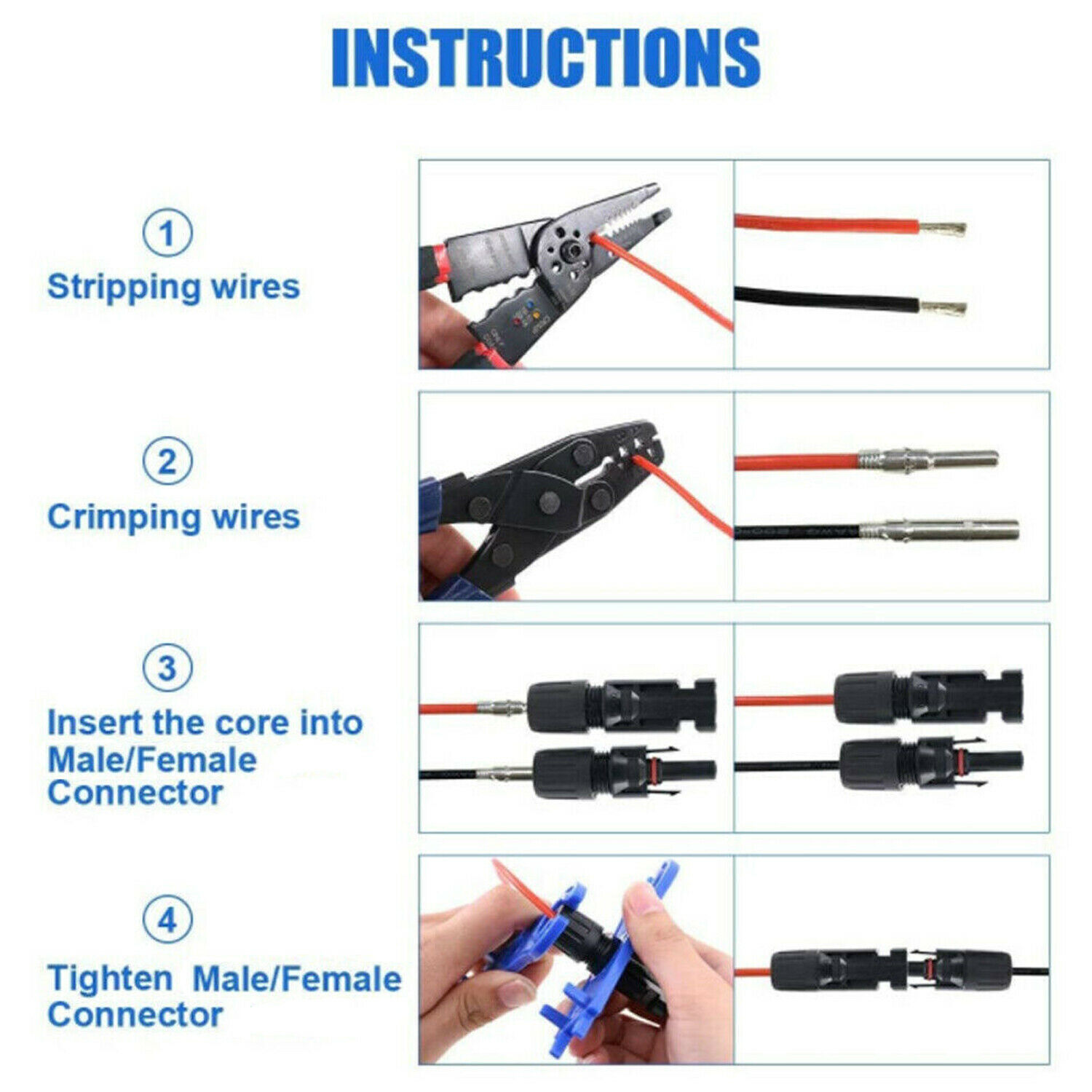 Solar Panel T Branch Cable Connector DIY Waterproof Adapter Extension MMF + FFM