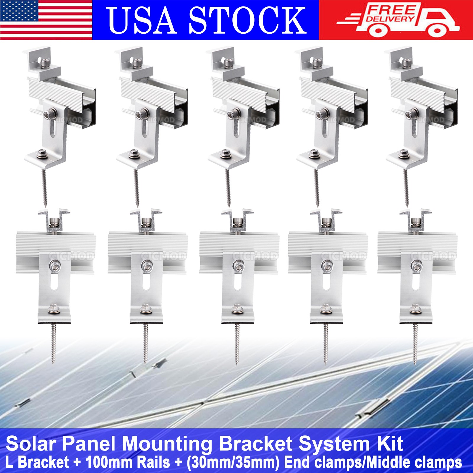 Solar Panel Roof Mount Mounting Bracket Kit (for 1-4 Pcs Solar Panels) Universal
