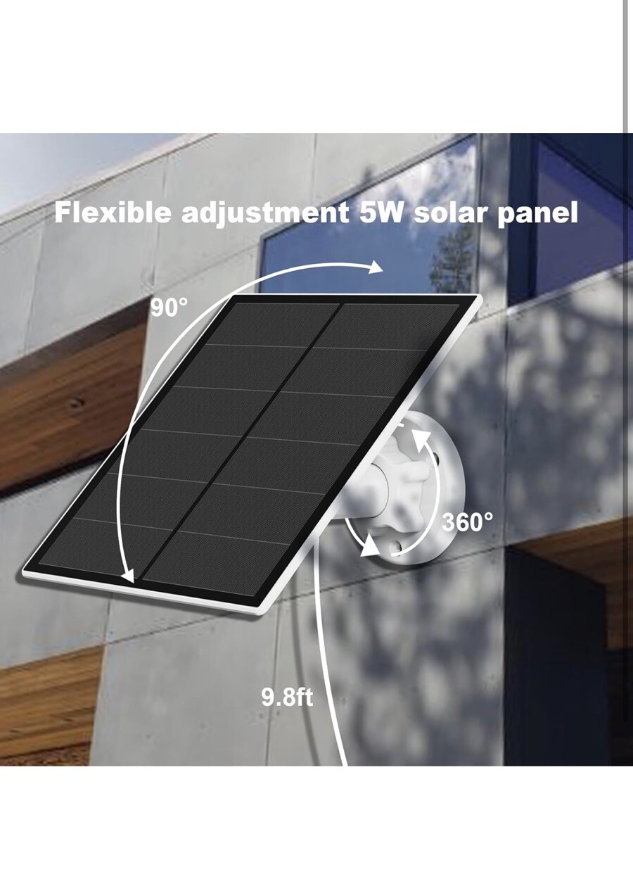 2 Pack Solar Panels 5v 5 Watts Solar Panels for Wireless Outdoor Cameras White