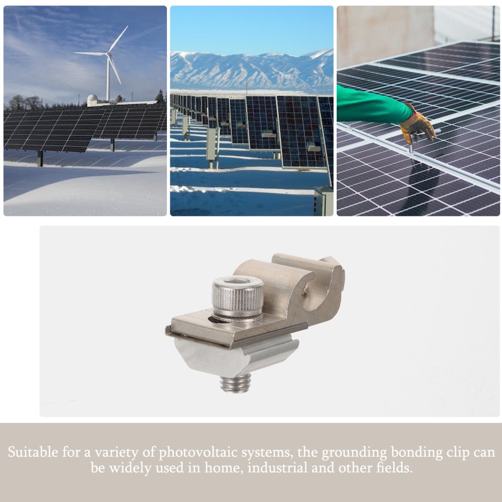 2 Pcs Solar Ground Clip Panel Cable Clamp Grounding Lug Photovoltaic Connector