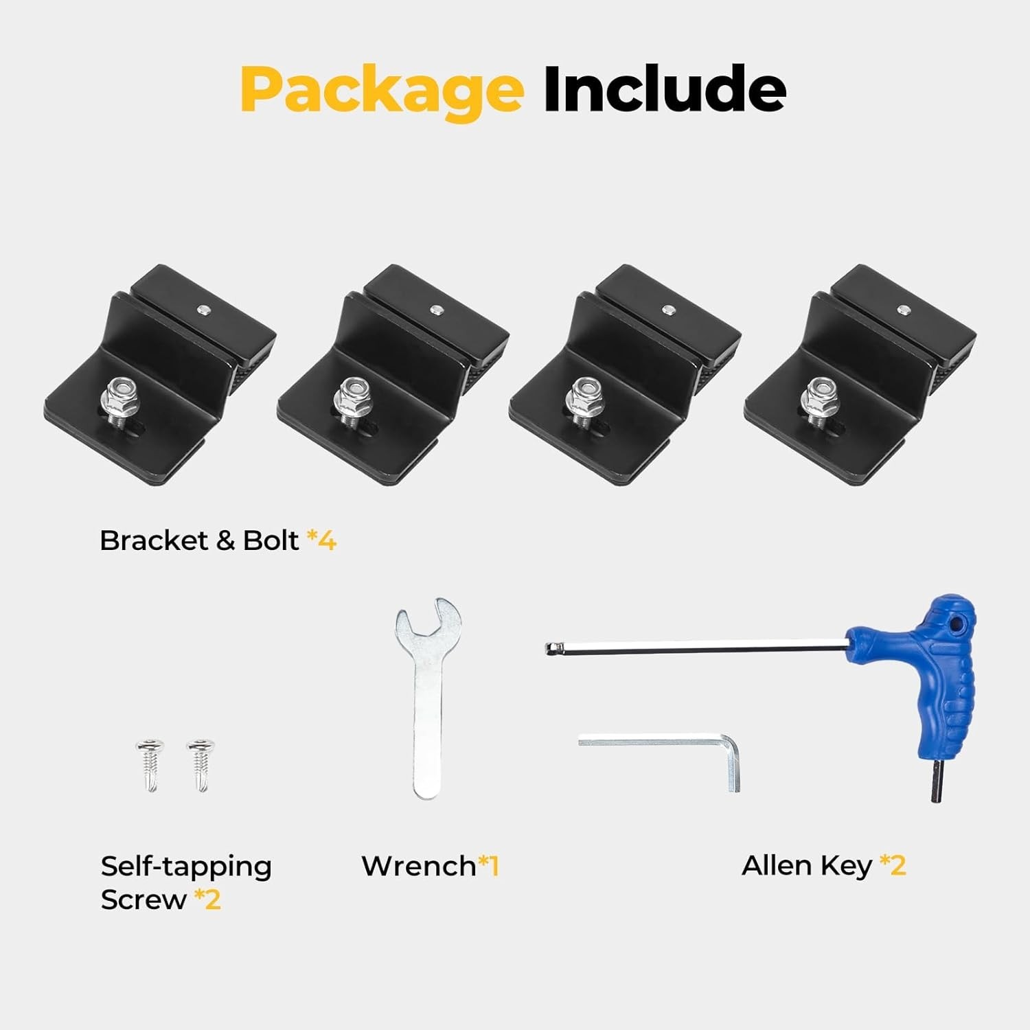 Solar Panel Mounting Kit for 100-200W Panels on T-Track Roof Racks