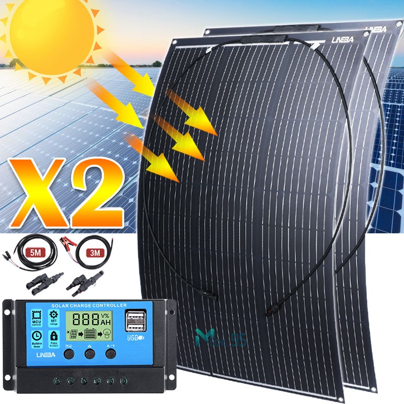 100W 200W 400W Solar Panel 23% High Efficiency All Black Home RV Battery Charge