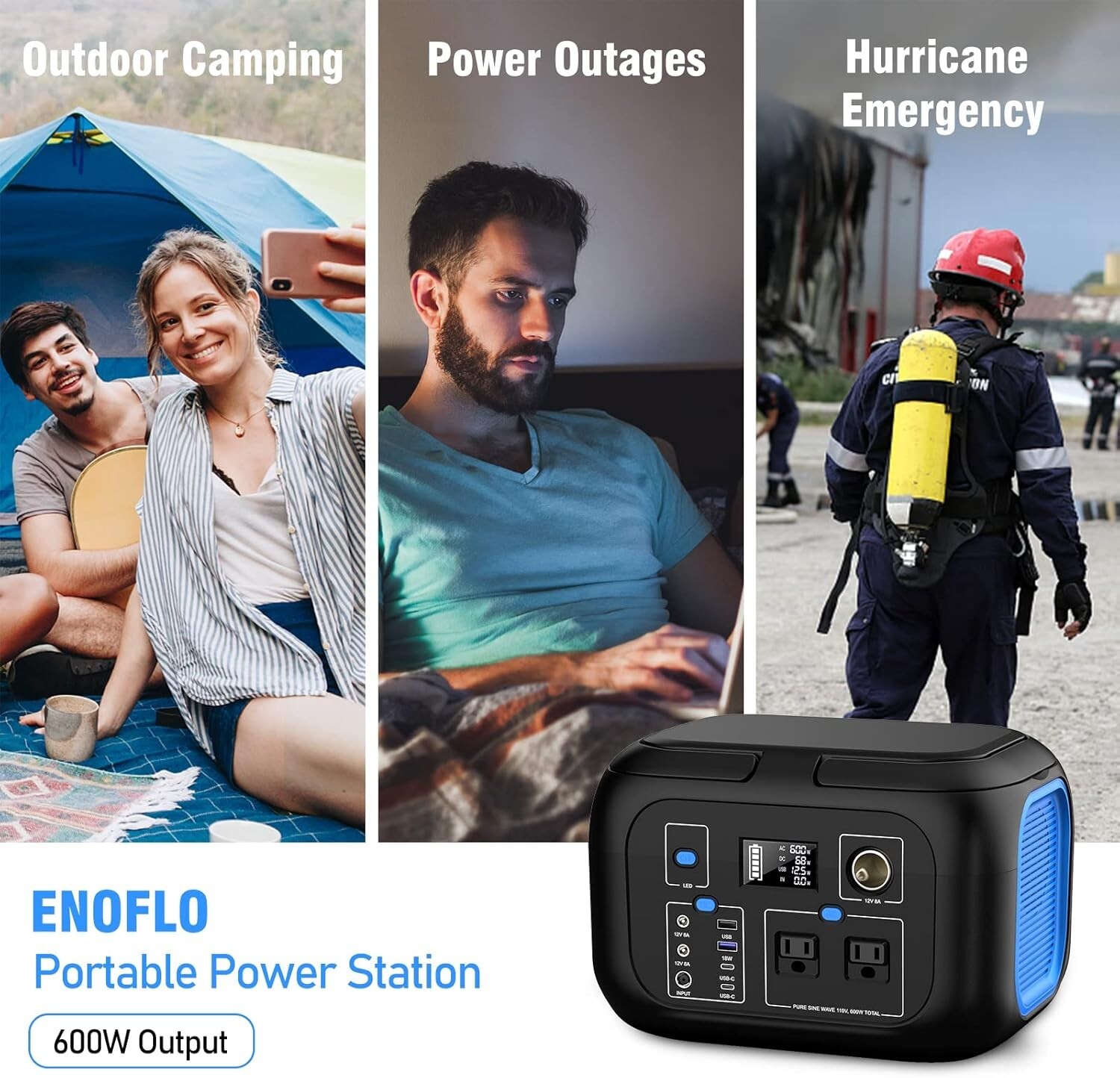 600W Portable Power Station – 296Wh Solar Generator with 9 Outputs & Fast Charge
