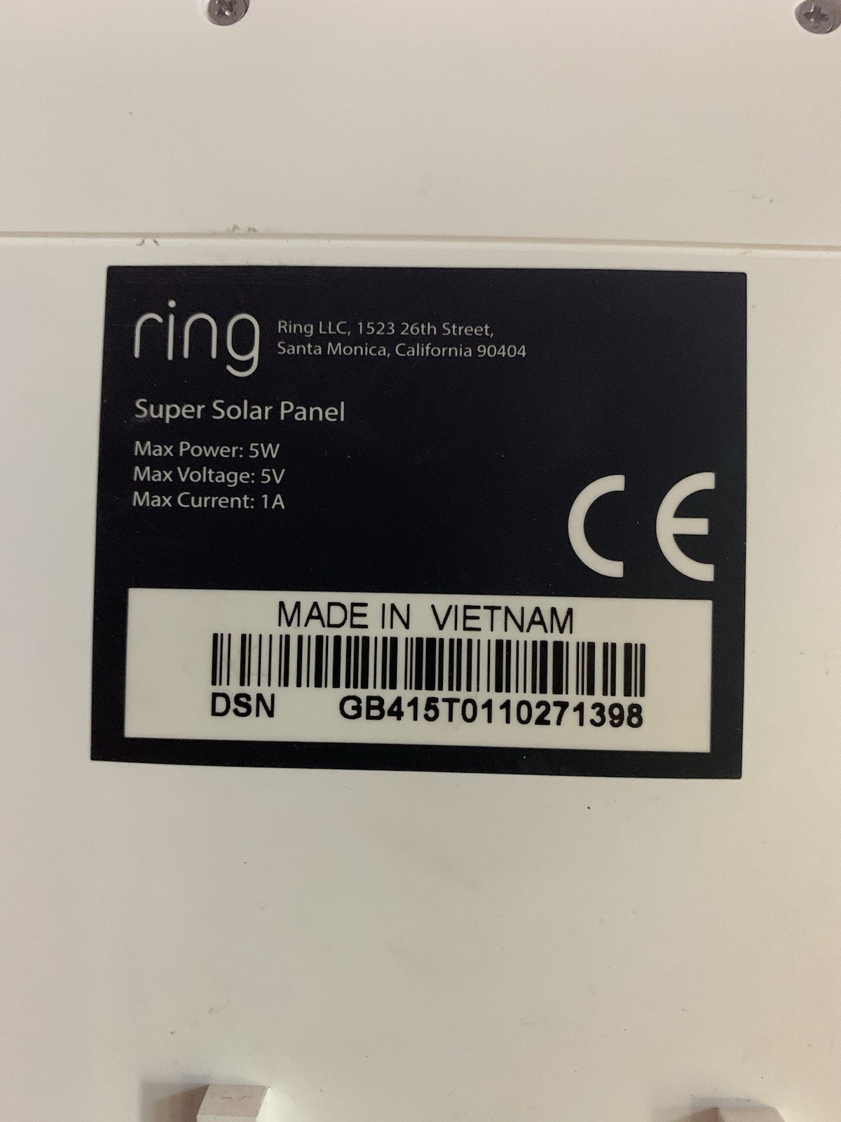 Ring White Solar Panel Rechargeable For Ring Cameras