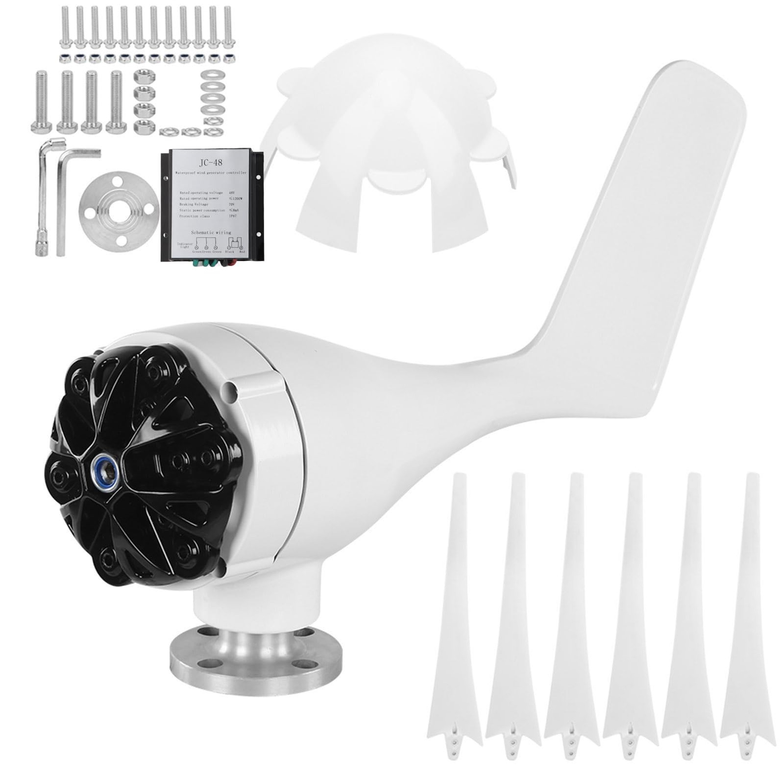 Wind Generator Kit, 800W 48V Off Grid Power Charging for Boats Cabins 6 Blade