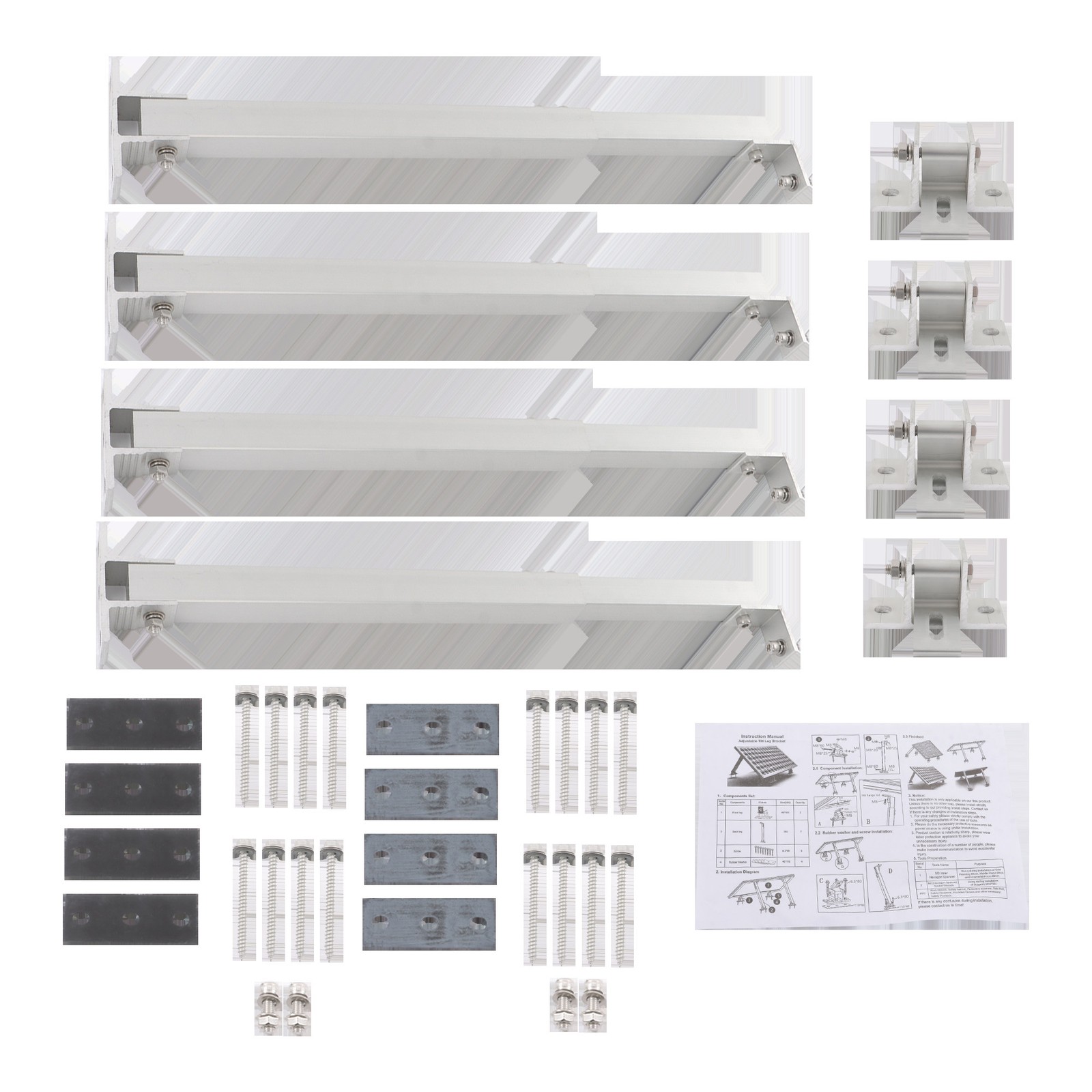 LABLT Adjustable Angle 4×Solar Panel RV Tilt Mount Brackets Set For Roof Install