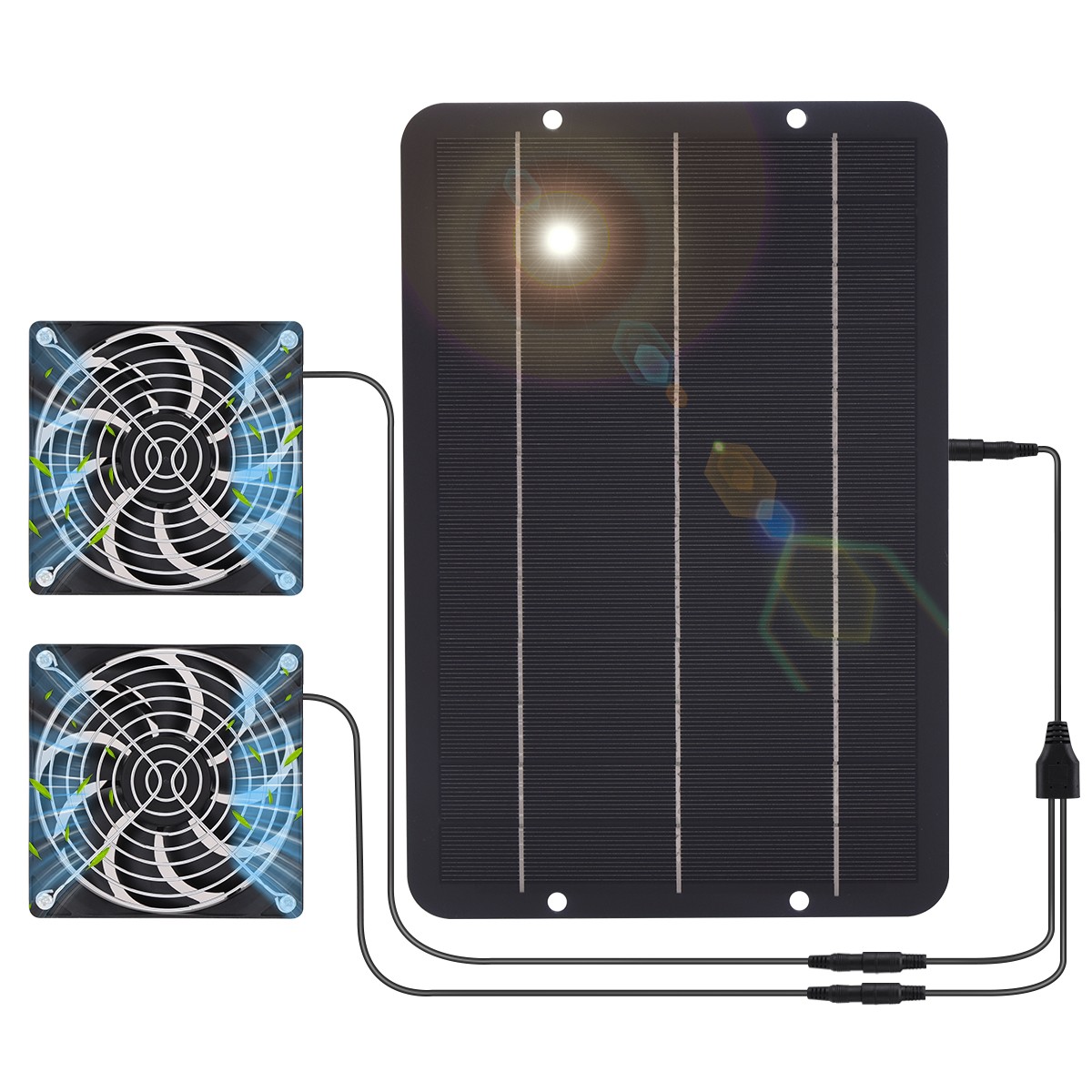 Solar Powered Dual Exhaust Fan Solar Panel Fan 12V For Greenhouse Chicken Coop