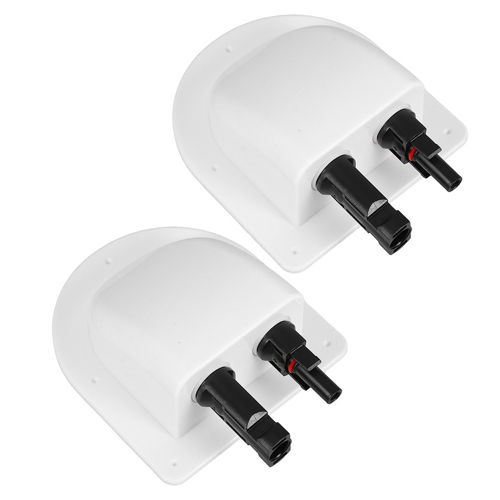 2Pcs Dual Wire Entry Gland Solar Panel Junction Box ABS Plastic White