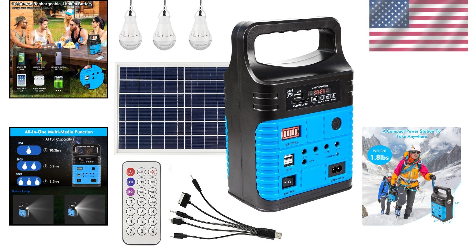 All-In-One Solar Generator with 5 Outlets & Compact Design for Travel & Camping
