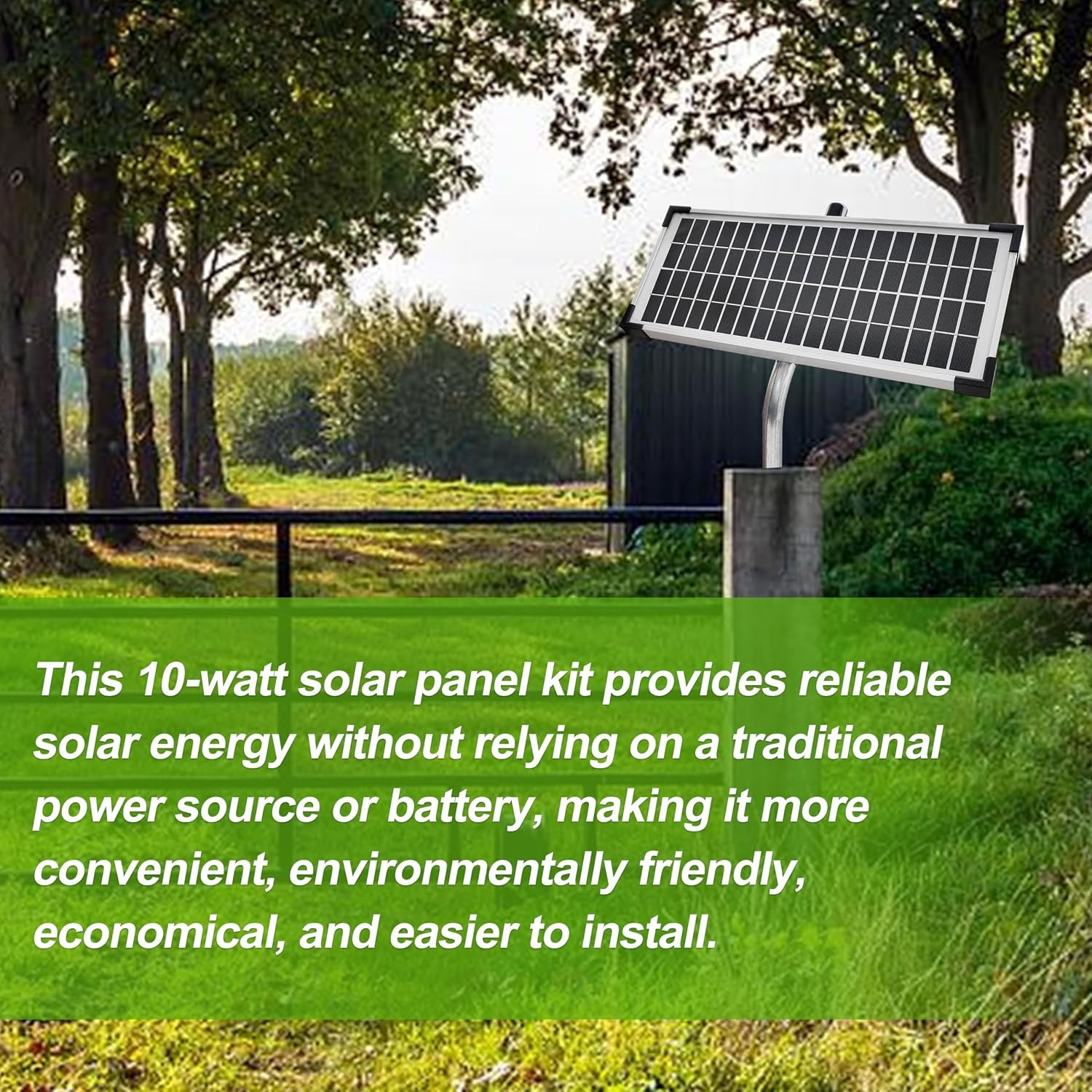10W Solar Panel Kit for Automatic Gate Openers Compatible with Mighty Mule