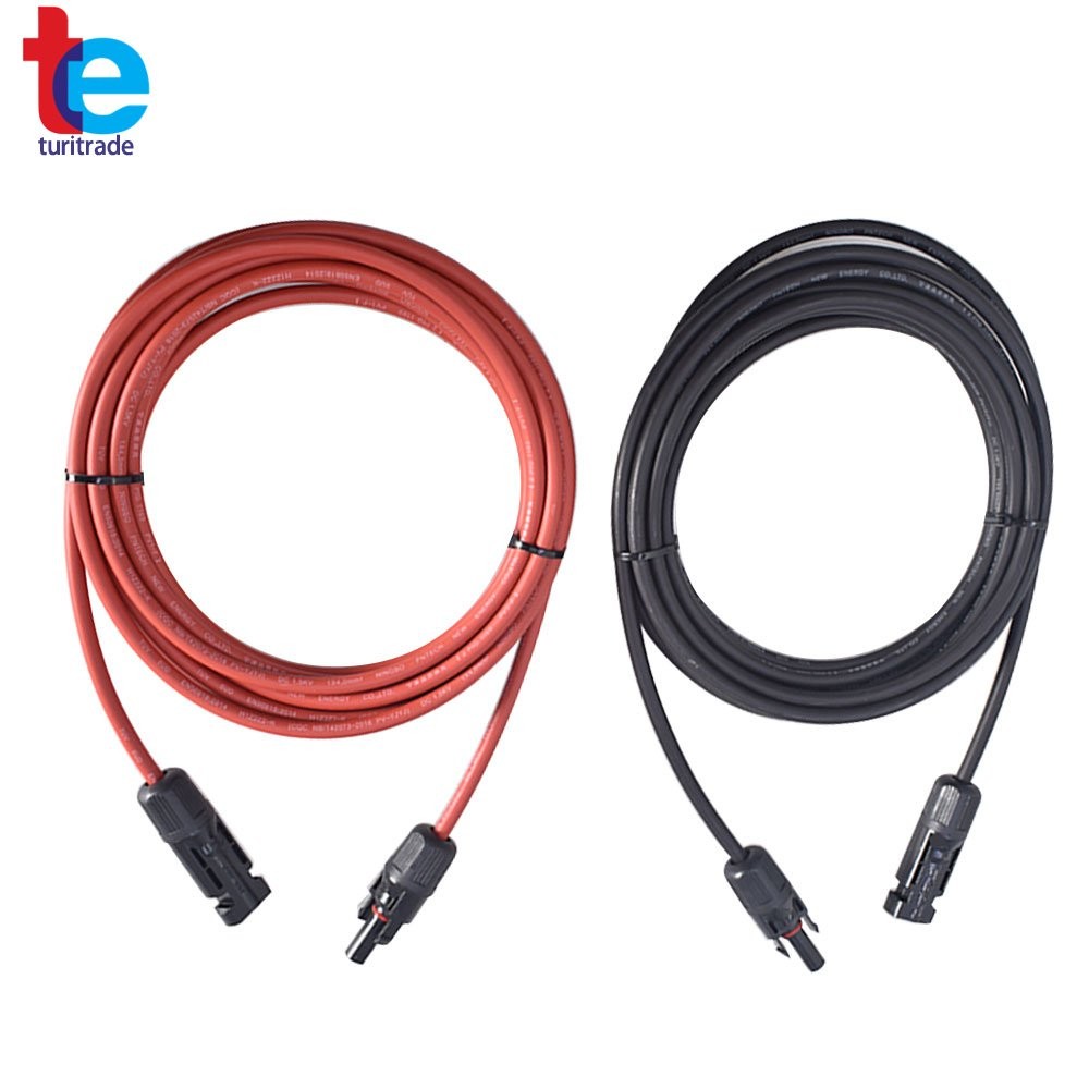 1 Pair 12AWG 15ft Solar Panel Extension Cable Wire Connector Black+Red