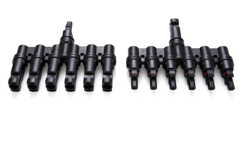 1 Pair Branch Connector 6-in-1 1000V 30A Parallel IP67 Waterproof MC4 Type