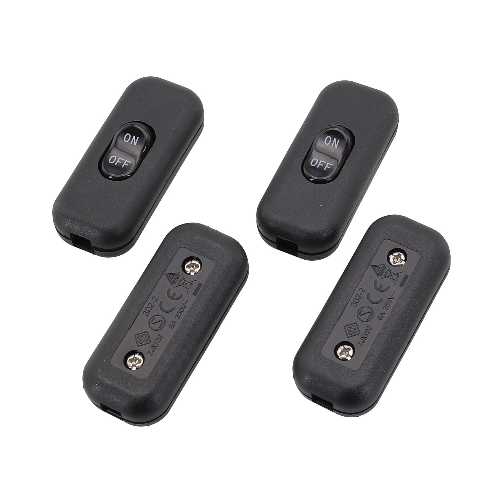 Inline Rocker Switch 6A 110-250V for Electric Lamps and Home Appliances