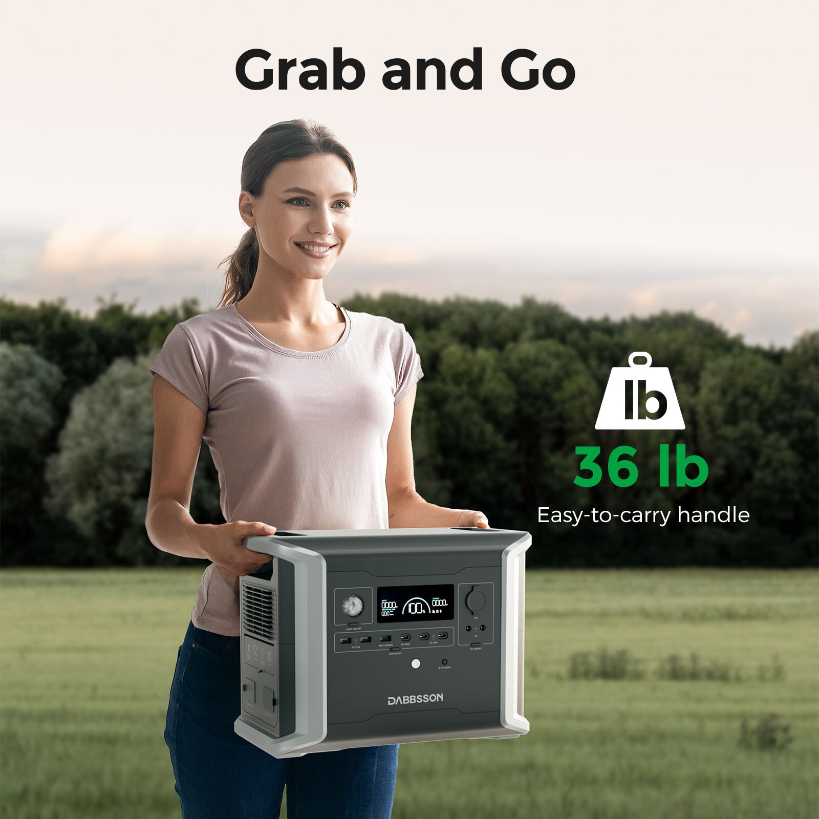 Dabbsson 3030Wh Portable Power Station 1200W Solar Generator +120W Solar Panel
