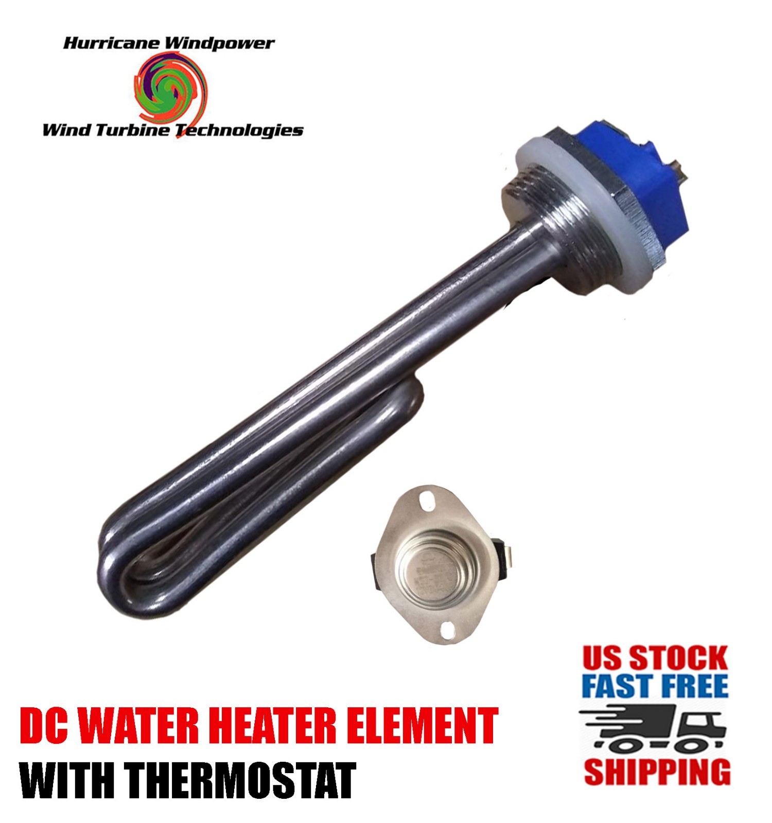 DC Water Heater Element 48 Volt 1000 Watt with Thermostat 175 Degrees F