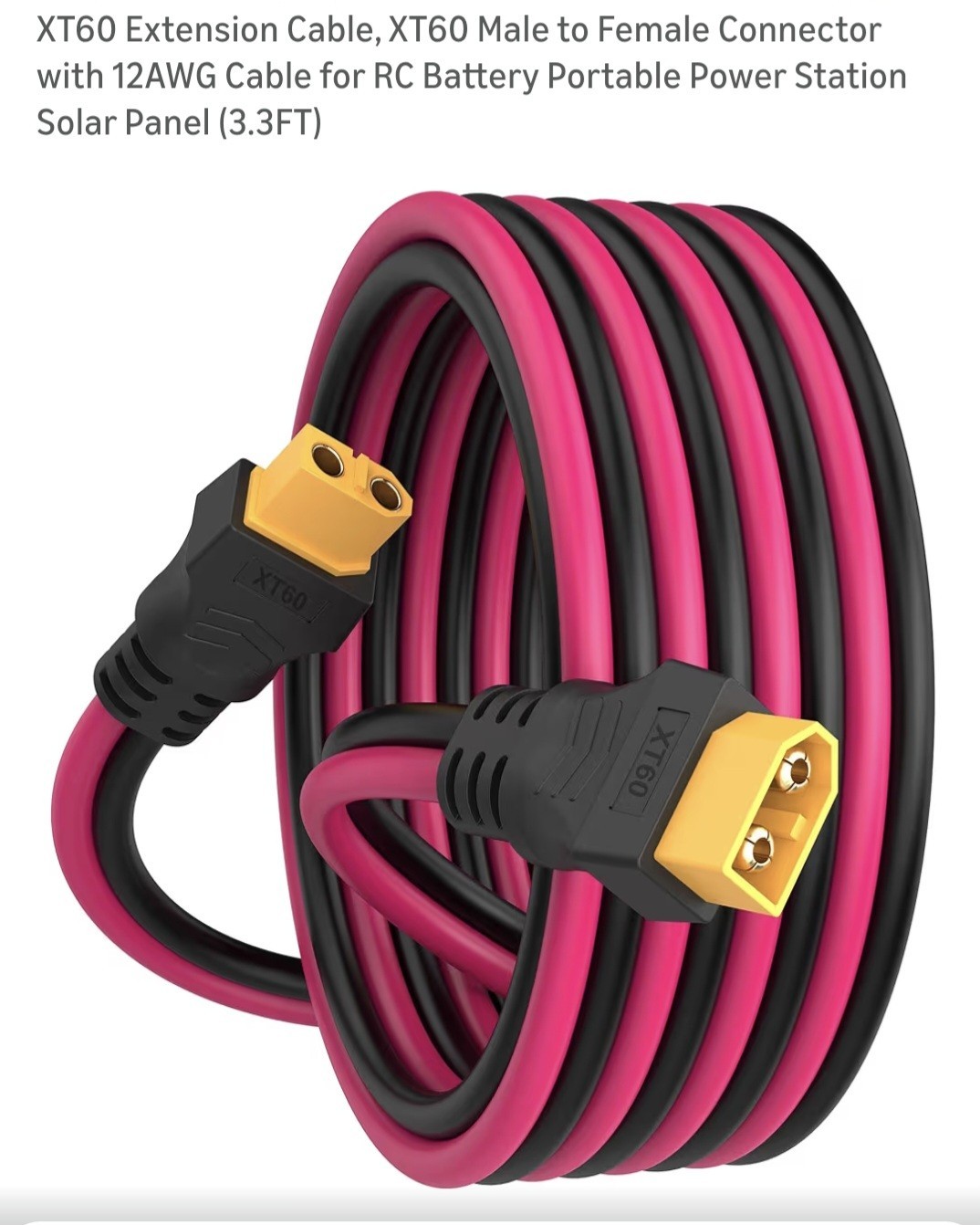 Laisomeke XT60 Extension Cable 3.5 Ft