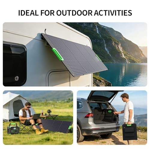 200W Portable Solar Panel, 23.5% High Efficiency ETFE Foldable Solar Green