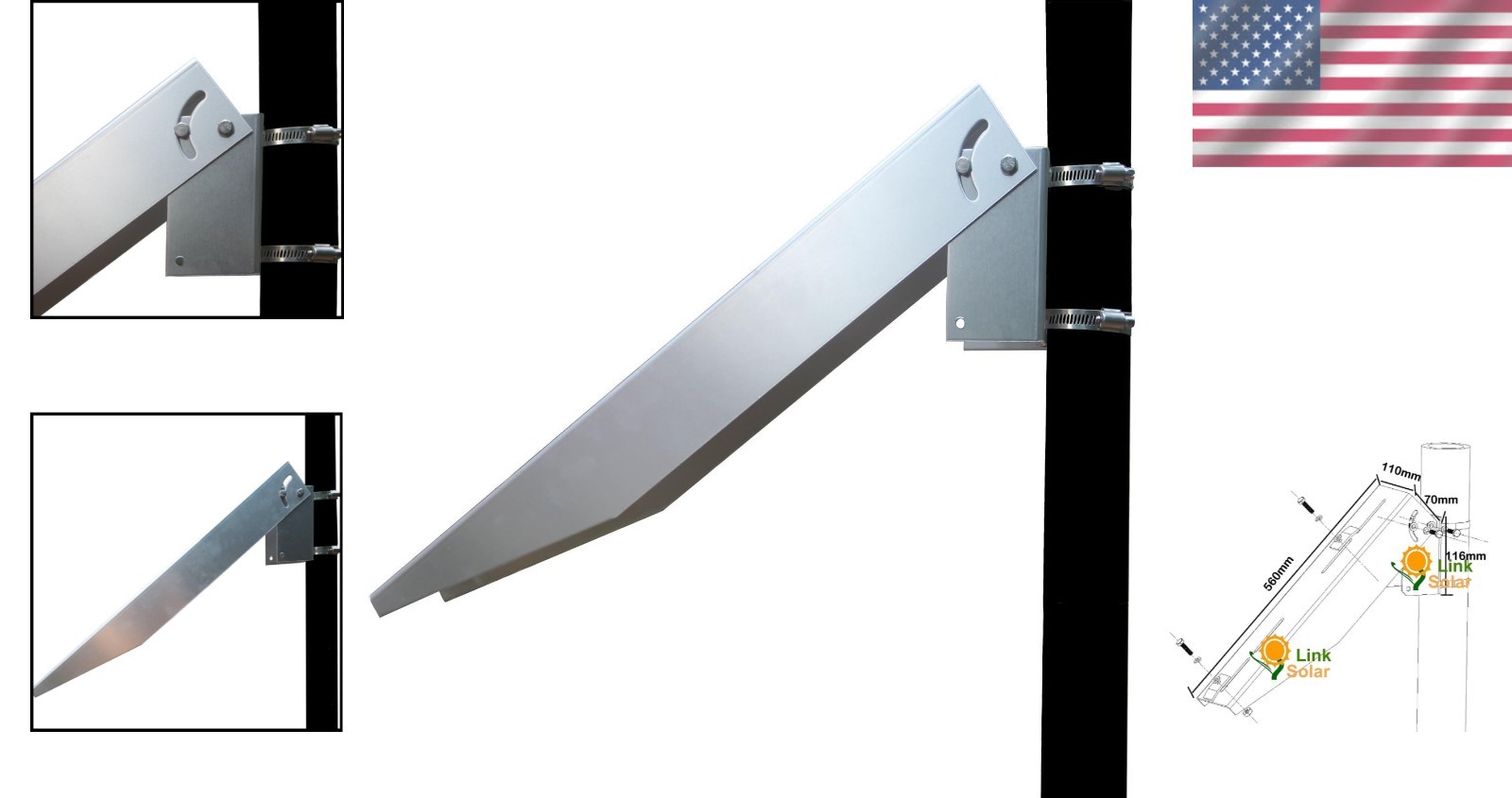 Secure Solar Panel Bracket Set – Stainless Steel Hardware, Wall/Pole Mount