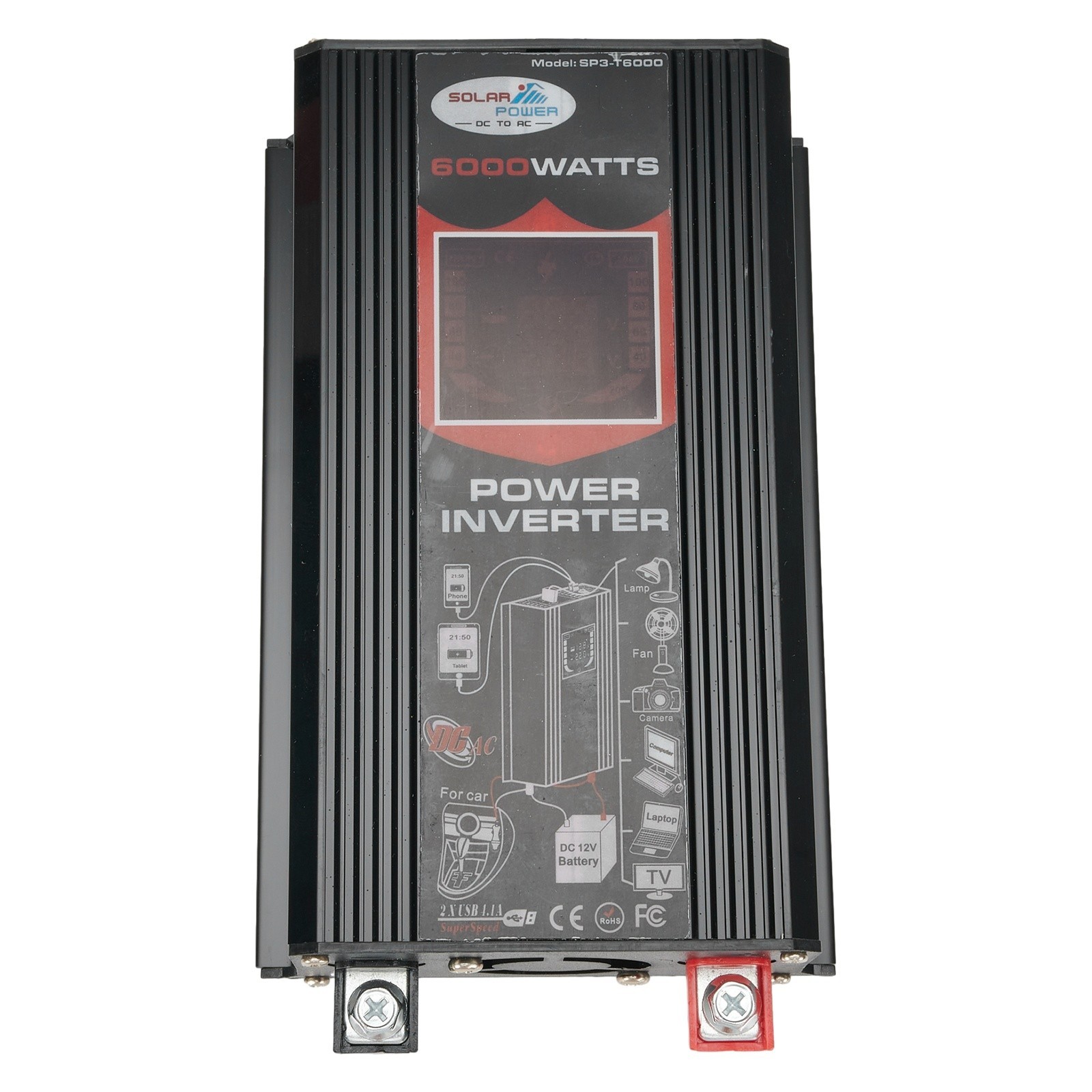 Powerful Output 6000W DC 12V to AC 110V Car Voltage Converter Dual USB