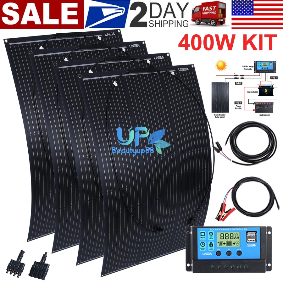 2025 NEW Solar Panel Kit 200W 400W & 30A Controller for Home 110V Grid System