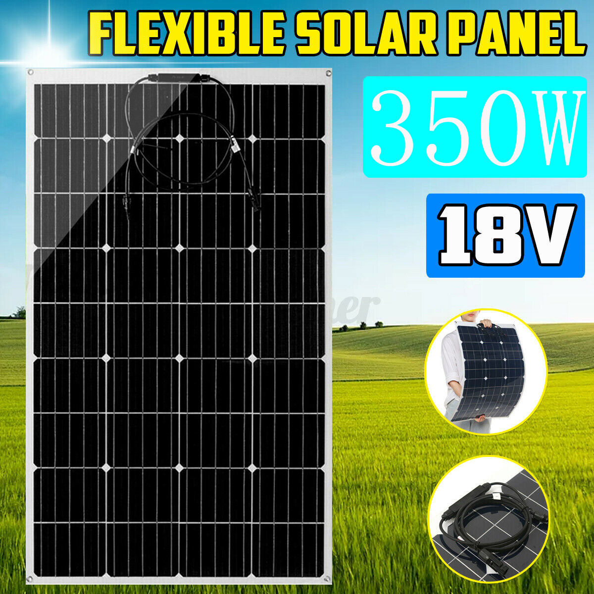 100W 200W 250W 350W 18V Flexible Solar Panel For Car Battery/Boat / Camping /RV