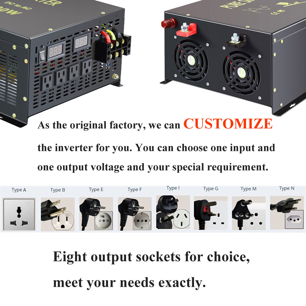 48V to 120V 220V Inverter 6000W Pure Sine Wave DC AC Power Generator RV Car Home
