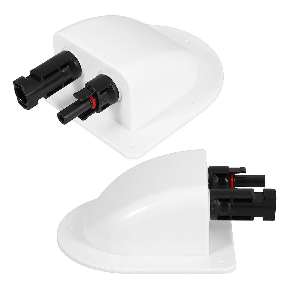 2Pcs Dual Wire Entry Gland Solar Panel Junction Box ABS Plastic White