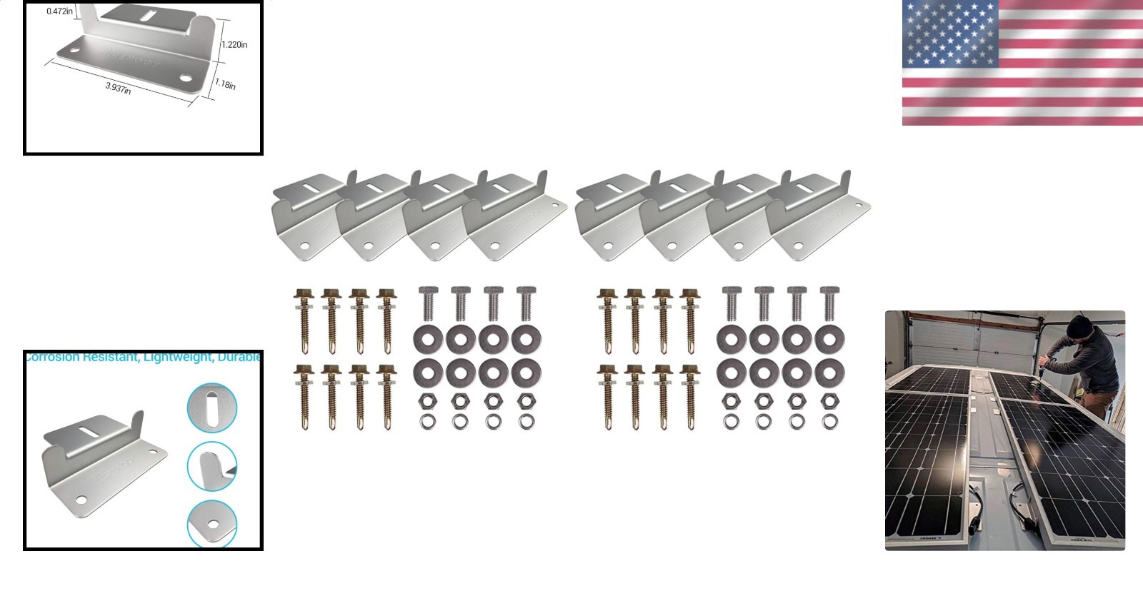 Aluminum Z Bracket Mounts 2 Sets Corrosion-Free RV Trailer Yacht Roof Install