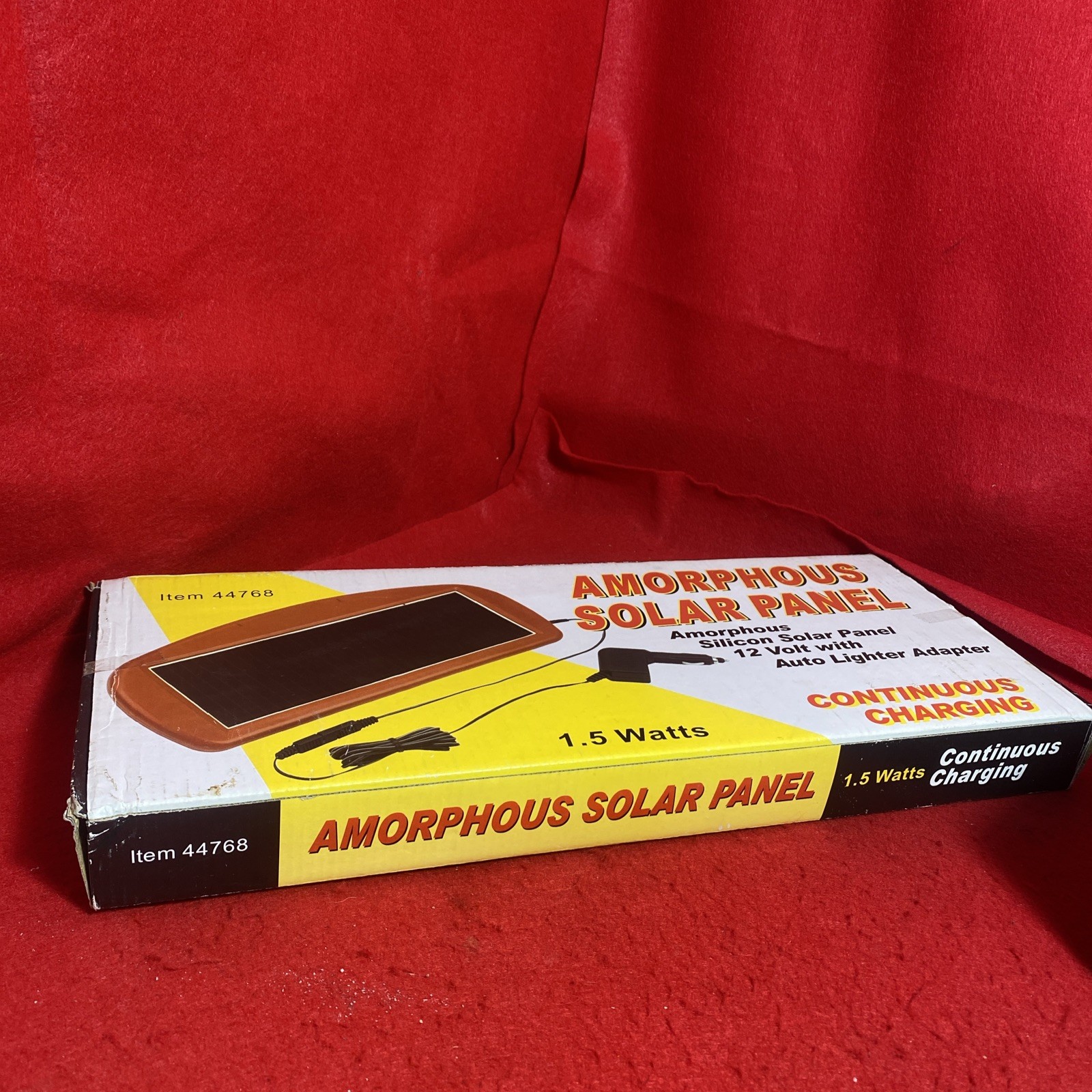 Amorphous Solar Panel – 1.5 Watts – 12V Power Port Adapter – Model 44768 – NOS