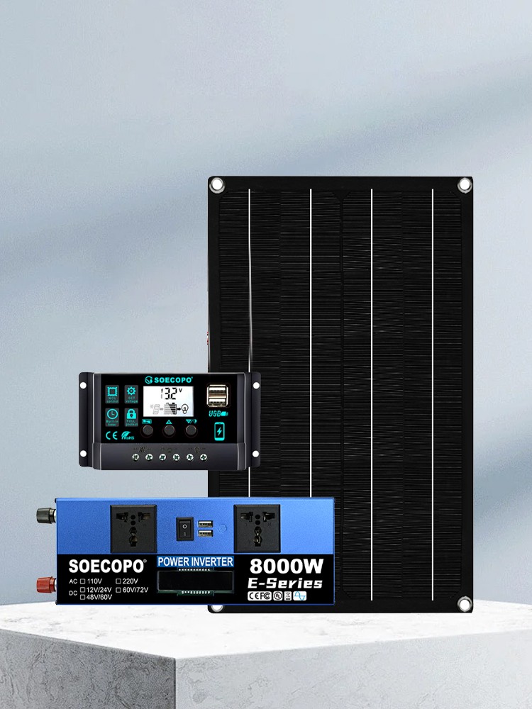 8000W Solar System 800W Panel 100A Controller 12V/24V-110V/220V Inverter